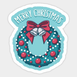 Merry Christmas (blue background) Sticker